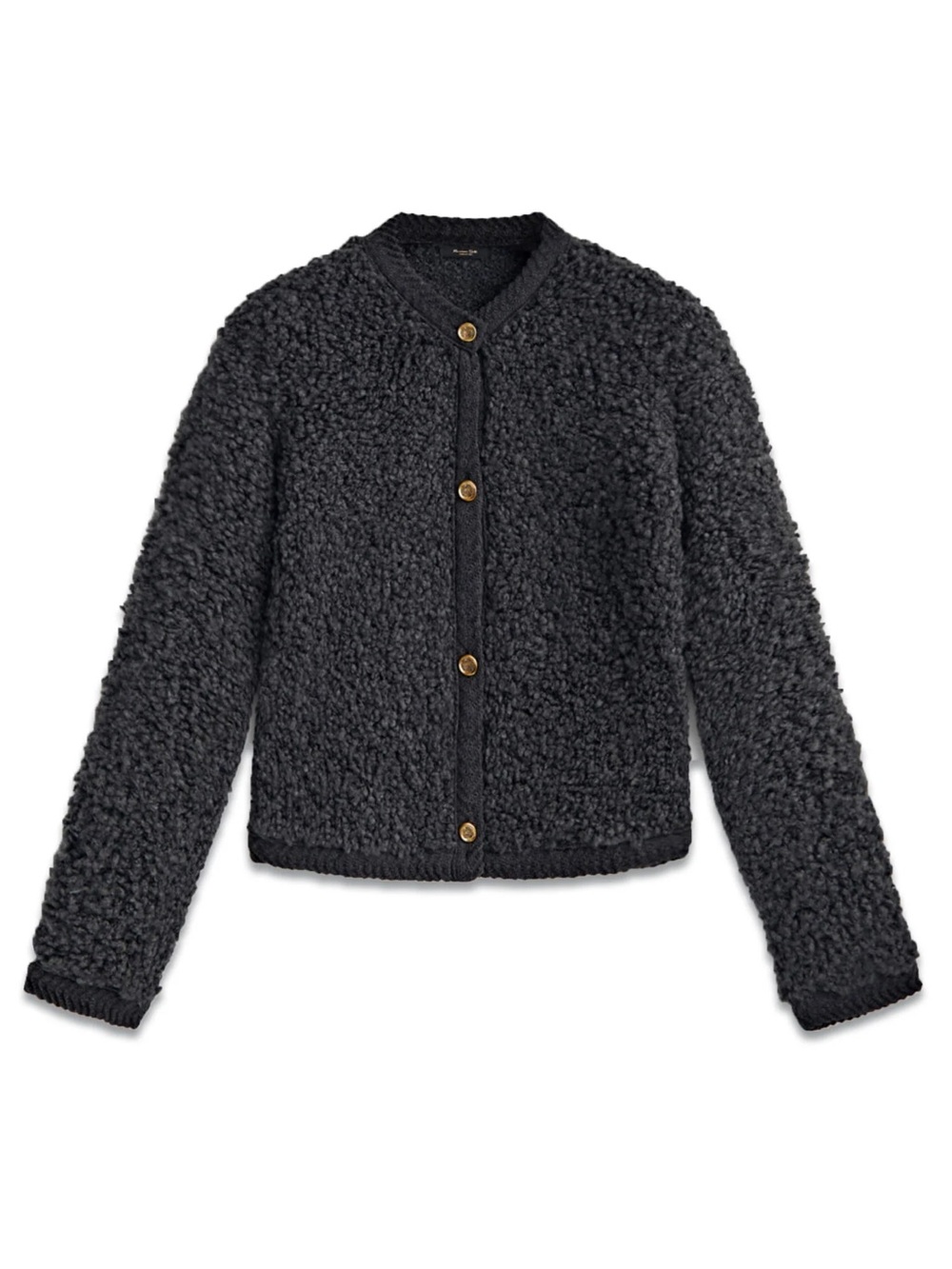 Massimo Dutti Gray Bouclé Alpaca Wool Blend Knit Cardigan - Small